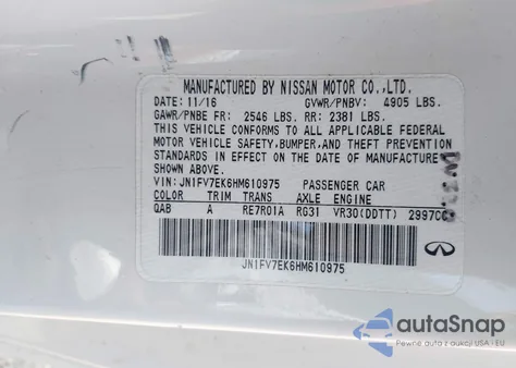 2017 Infiniti Q60 3.0T Red Sport 400 from USA, damaged, VIN JN1FV7EK6HM610975